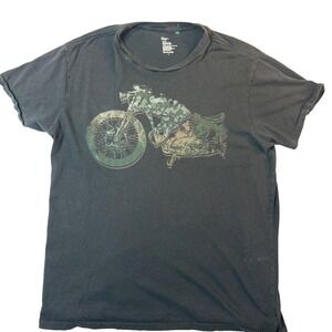 Gap Motorcycle TShirt Mens L Black Graphic Tee Biker Distressed Faded Dadcore